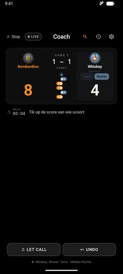 Coachscherm met scorebord