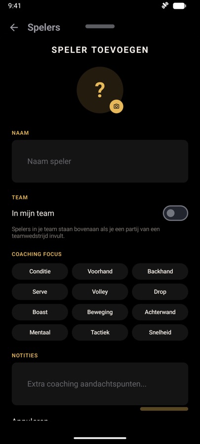 Speler toevoegen