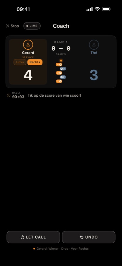 Coachscherm met scorebord