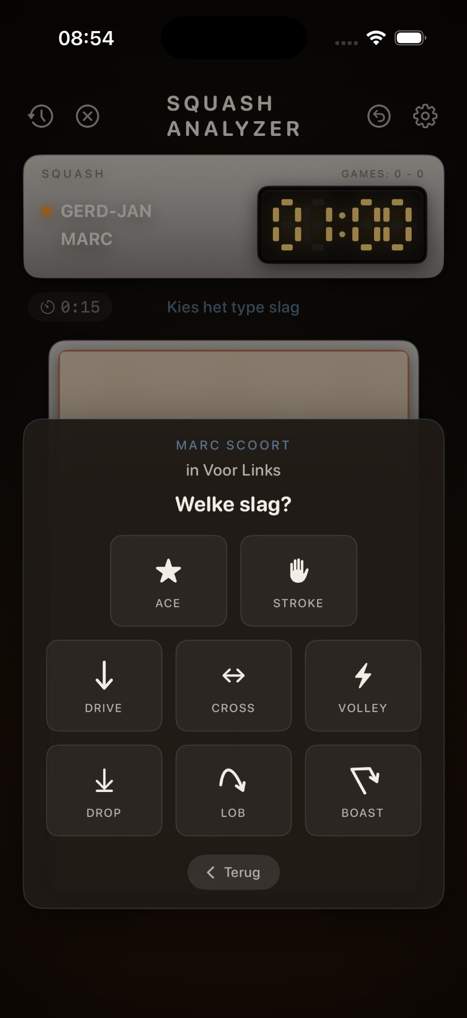 Slagtype kiezen in coach modus