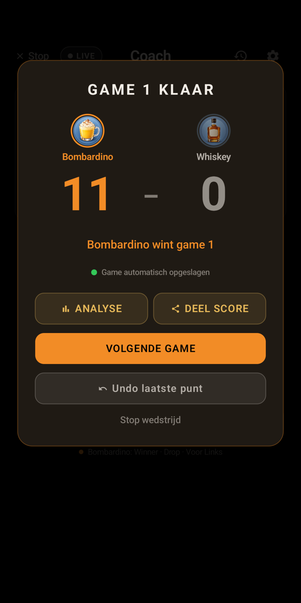 Android: Coach mode, game finished with Analysis and score sharing